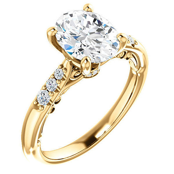 Oval Moissanite Cathedral Engagement Ring