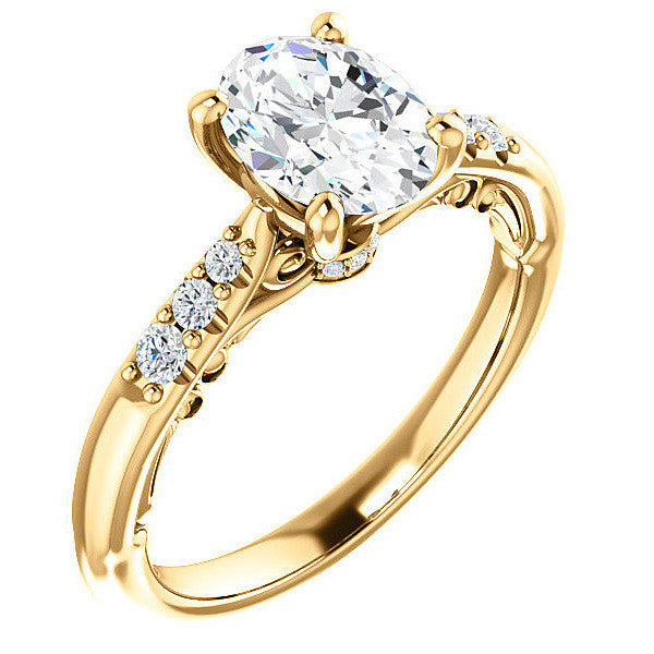 Oval Moissanite Cathedral Engagement Ring