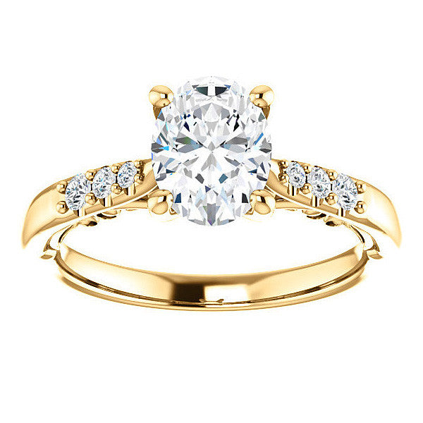 Oval Moissanite Cathedral Engagement Ring