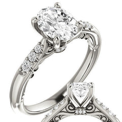 Oval Moissanite Cathedral Engagement Ring