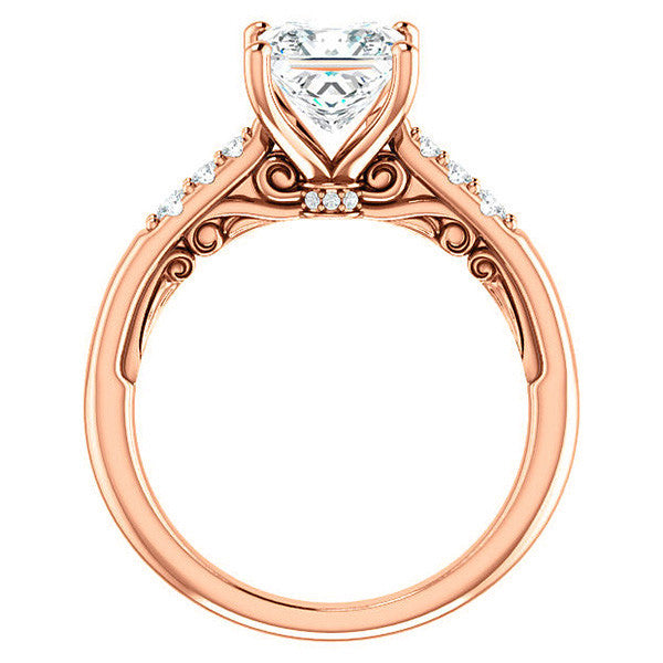Princess Moissanite Cathedral Engagement Ring