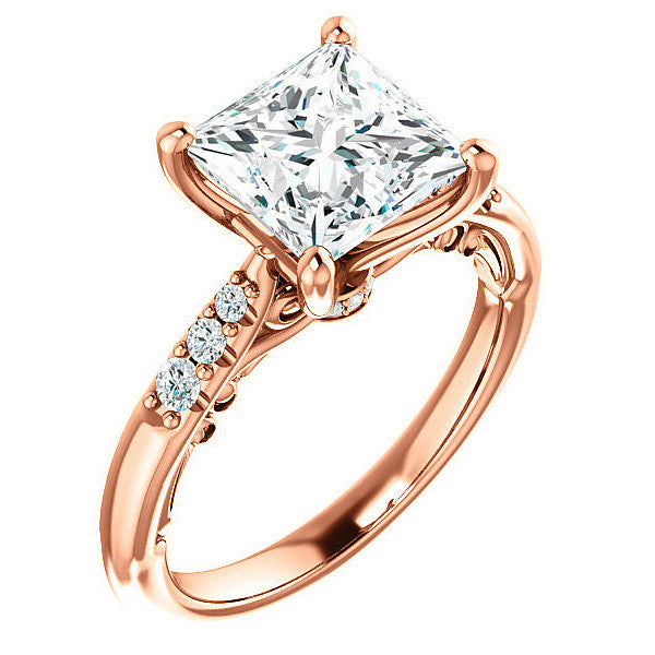 Princess Moissanite Cathedral Engagement Ring
