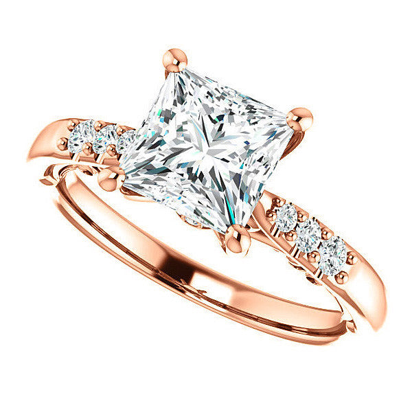 Princess Moissanite Cathedral Engagement Ring