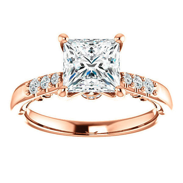 Princess Moissanite Cathedral Engagement Ring