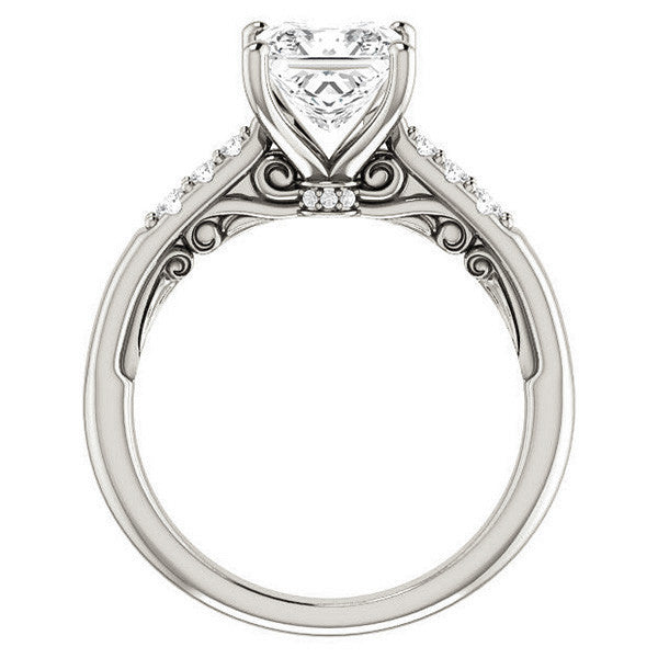 Princess Moissanite Cathedral Engagement Ring