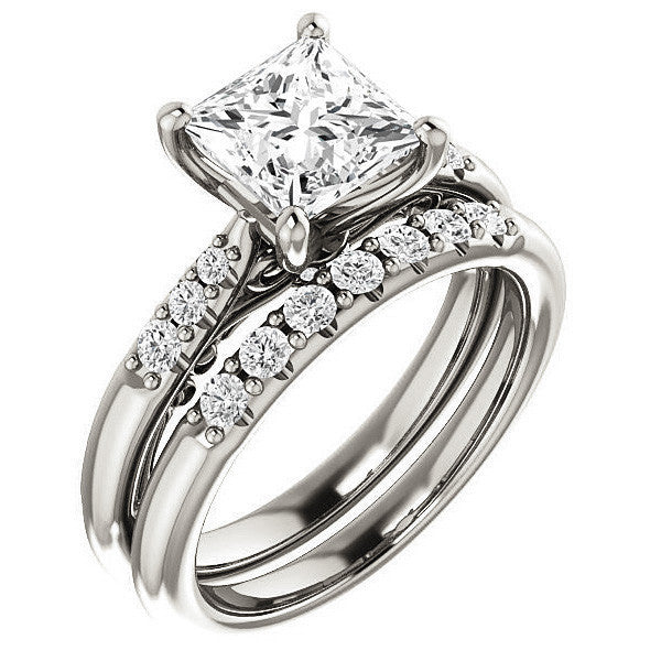 Princess Moissanite Cathedral Engagement Ring
