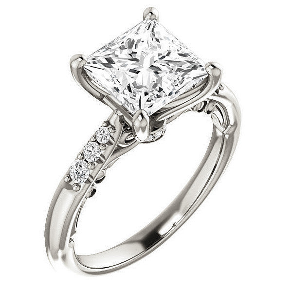 Princess Moissanite Cathedral Engagement Ring