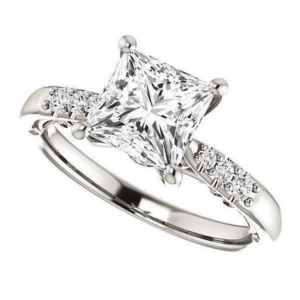 Princess Moissanite Cathedral Engagement Ring