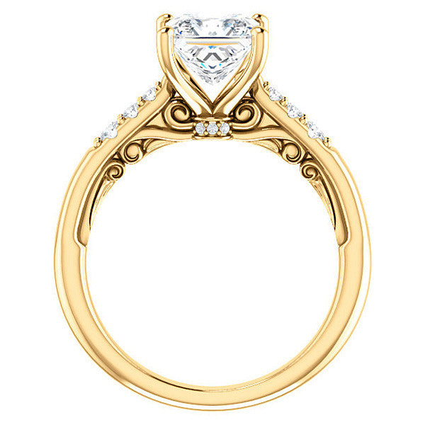 Princess Moissanite Cathedral Engagement Ring