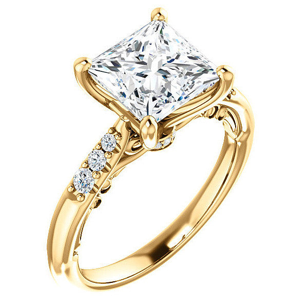 Princess Moissanite Cathedral Engagement Ring