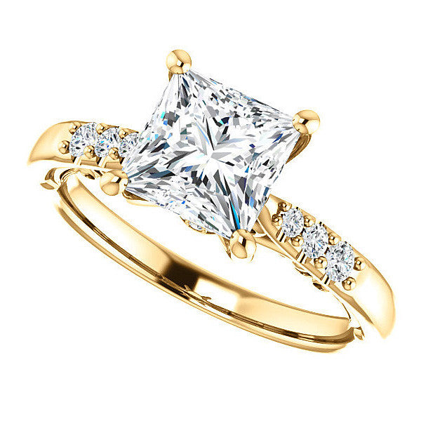 Princess Moissanite Cathedral Engagement Ring
