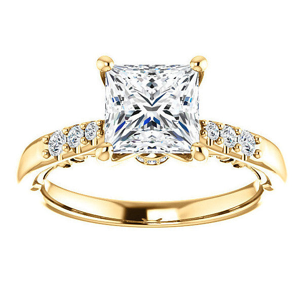 Princess Moissanite Cathedral Engagement Ring
