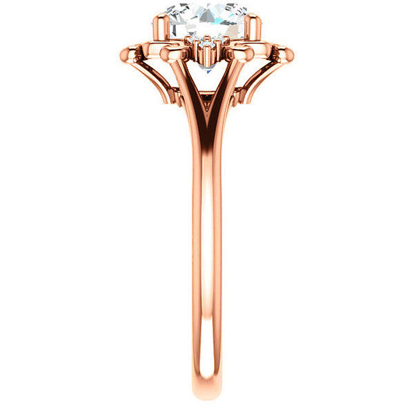 Round Moissanite Split Shank Engagement Ring