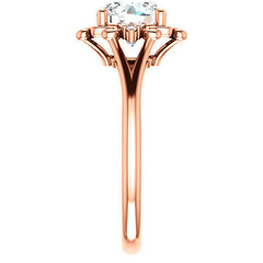 Round Moissanite Split Shank Engagement Ring