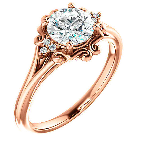 Round Moissanite Split Shank Engagement Ring