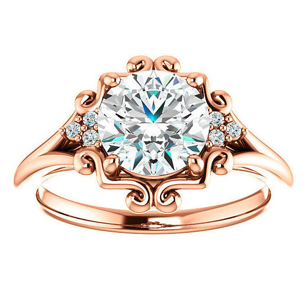 Round Moissanite Split Shank Engagement Ring