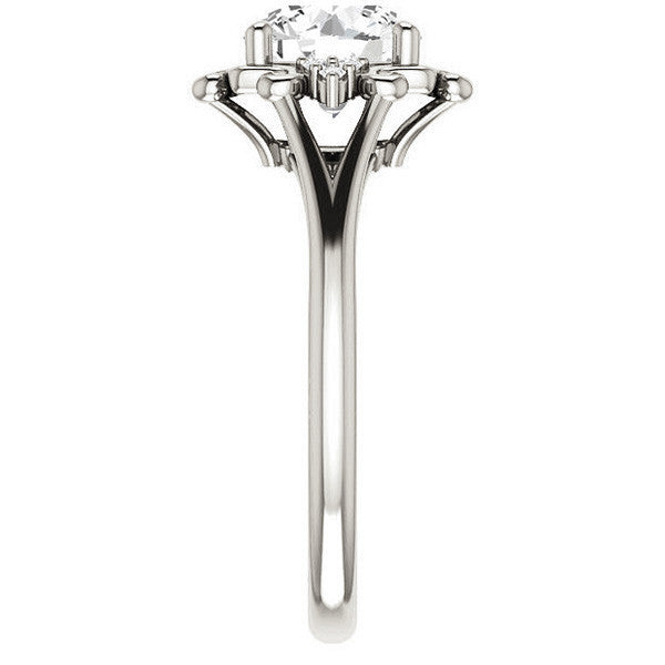 Round Moissanite Split Shank Engagement Ring