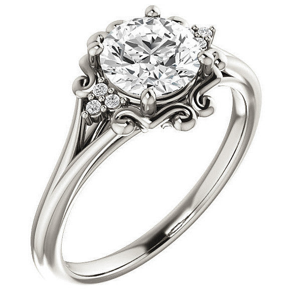 Round Moissanite Split Shank Engagement Ring