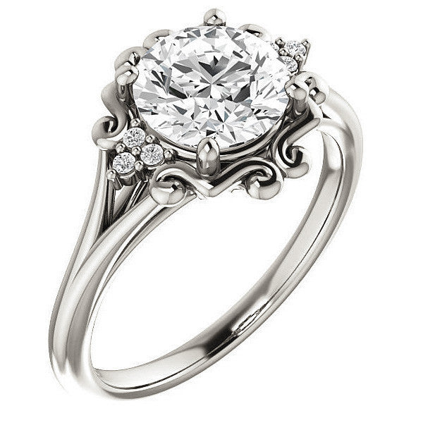 Round Moissanite Split Shank Engagement Ring