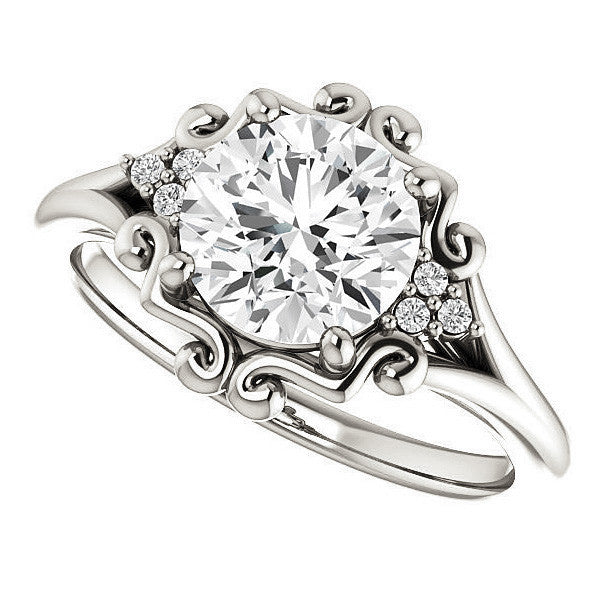 Round Moissanite Split Shank Engagement Ring