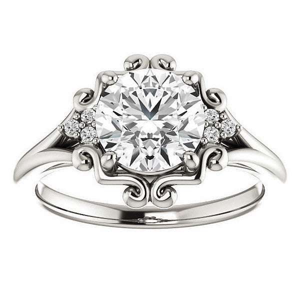 Round Moissanite Split Shank Engagement Ring