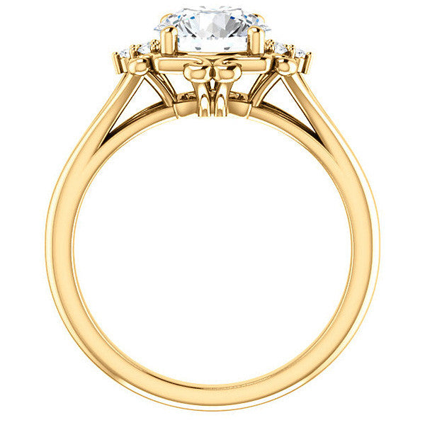 Round Moissanite Split Shank Engagement Ring