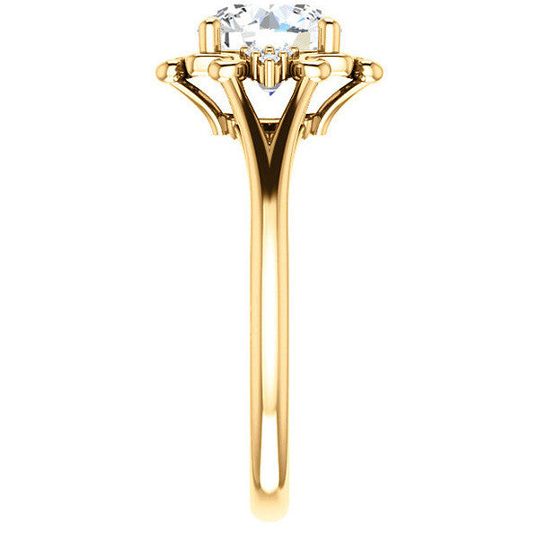 Round Moissanite Split Shank Engagement Ring
