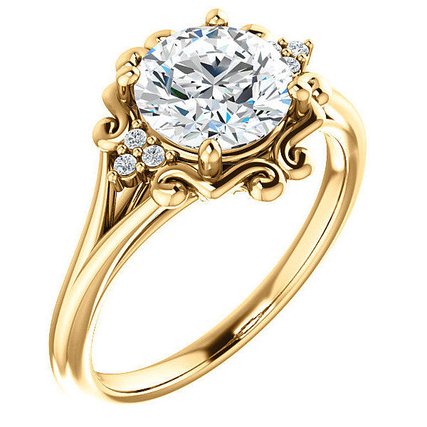 Round Moissanite Split Shank Engagement Ring