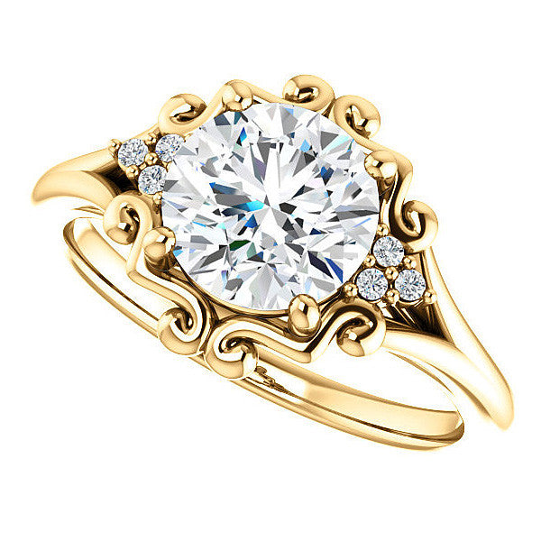 Round Moissanite Split Shank Engagement Ring