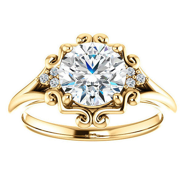 Round Moissanite Split Shank Engagement Ring
