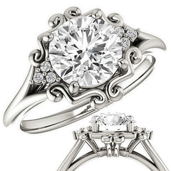 Round Moissanite Split Shank Engagement Ring