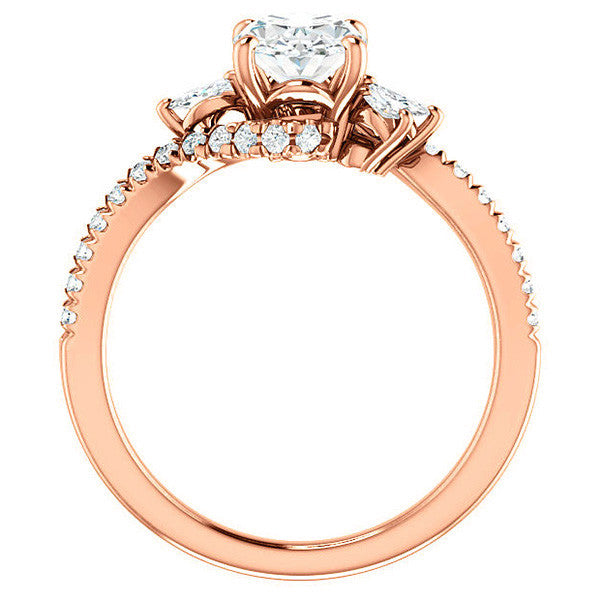 Oval Moissanite Bypass Engagement Ring