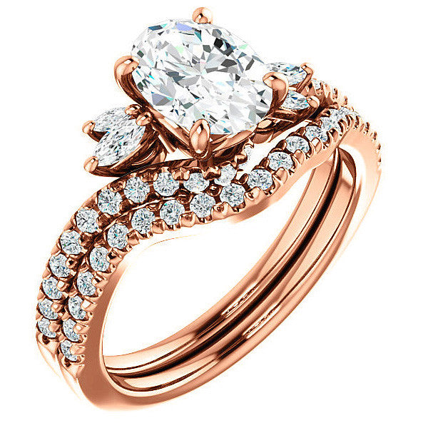 Oval Moissanite Bypass Engagement Ring