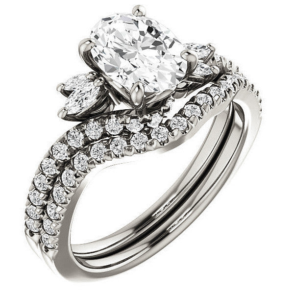 Oval Moissanite Bypass Engagement Ring