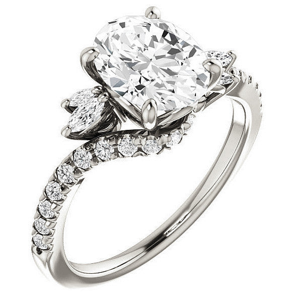 Oval Moissanite Bypass Engagement Ring