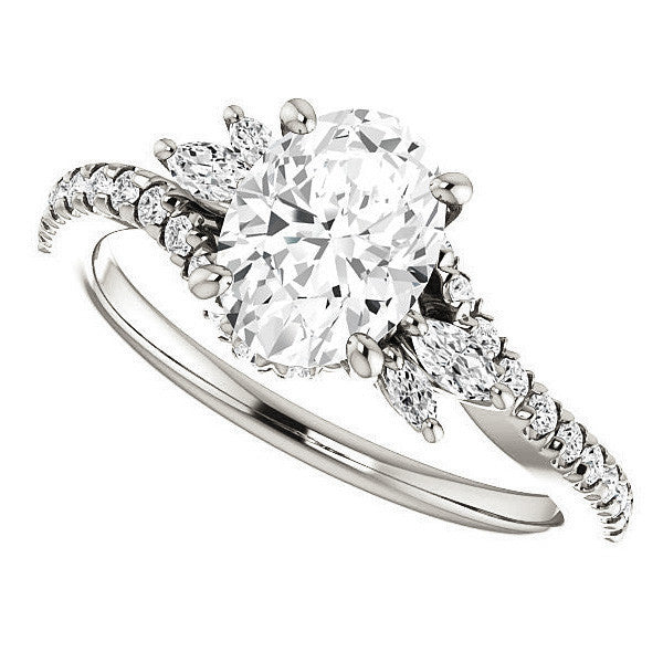 Oval Moissanite Bypass Engagement Ring