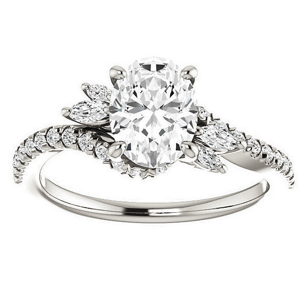 Oval Moissanite Bypass Engagement Ring