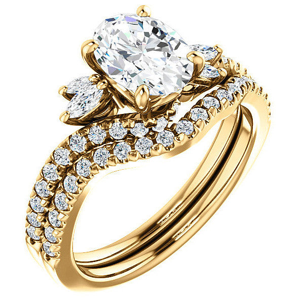 Oval Moissanite Bypass Engagement Ring