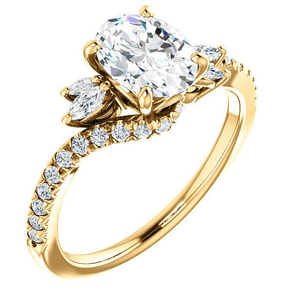 Oval Moissanite Bypass Engagement Ring