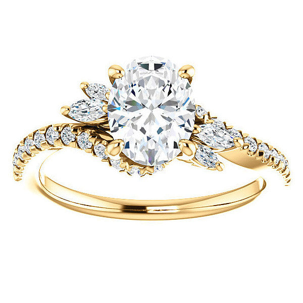 Oval Moissanite Bypass Engagement Ring