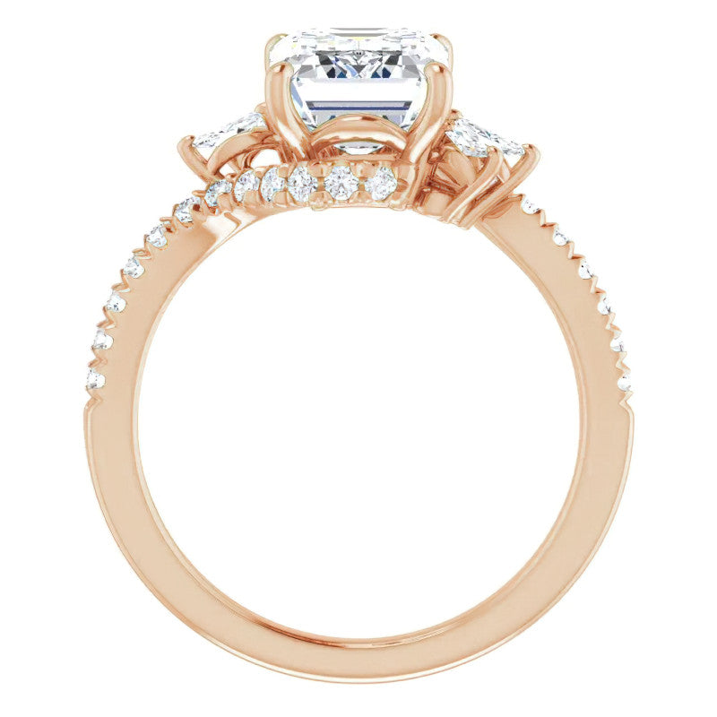 Emerald / Radiant Cut Moissanite Engagement Ring