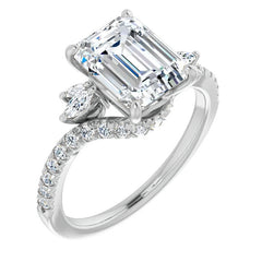 Emerald / Radiant Cut Moissanite Engagement Ring