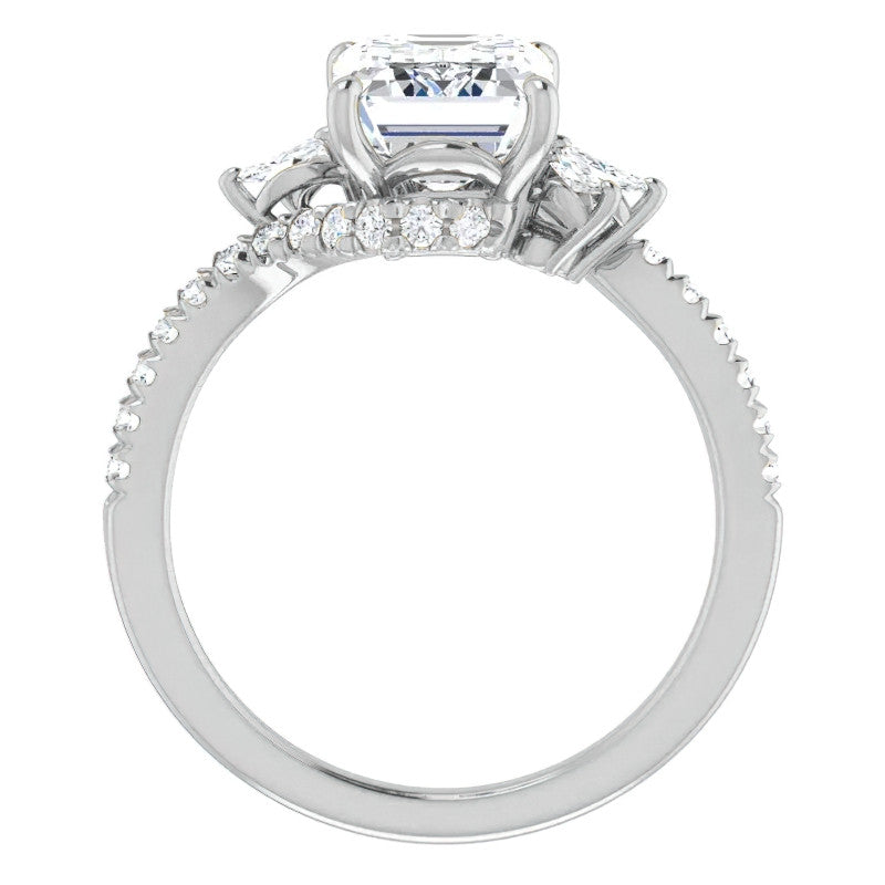 Emerald / Radiant Cut Moissanite Engagement Ring