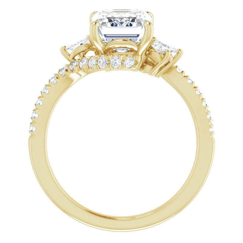 Emerald / Radiant Cut Moissanite Engagement Ring