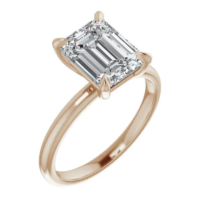 Emerald / Radiant Moissanite Solitaire Ring