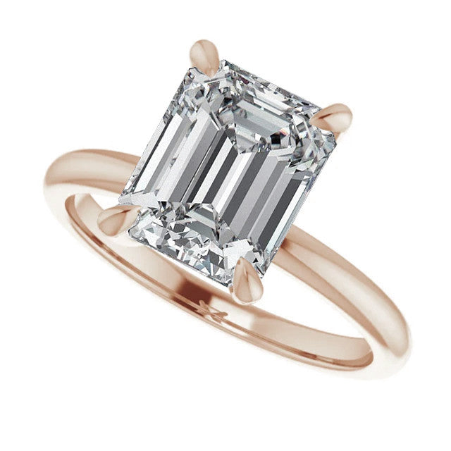 Emerald / Radiant Moissanite Solitaire Ring