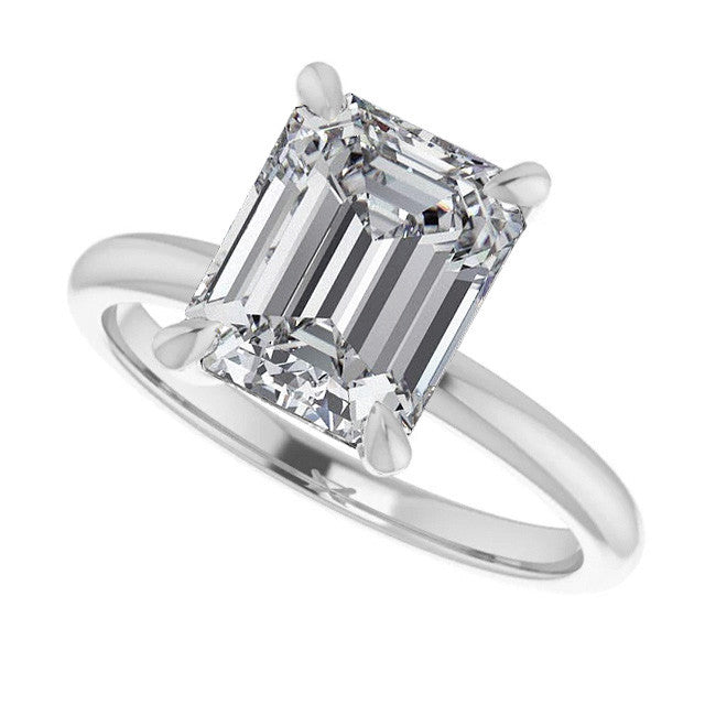 Emerald / Radiant Moissanite Solitaire Ring