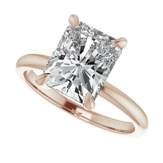 Emerald / Radiant Moissanite Solitaire Ring