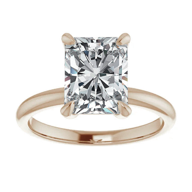 Emerald / Radiant Moissanite Solitaire Ring