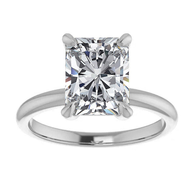 Emerald / Radiant Moissanite Solitaire Ring